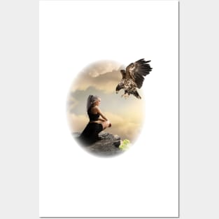 Fantasy Girl with Eagle Beautiful New Design makes a great gift Posters and Art